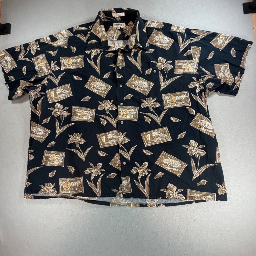 Campia Moda Tropical Cocktail Print Button Down Shirt Men's 3XL